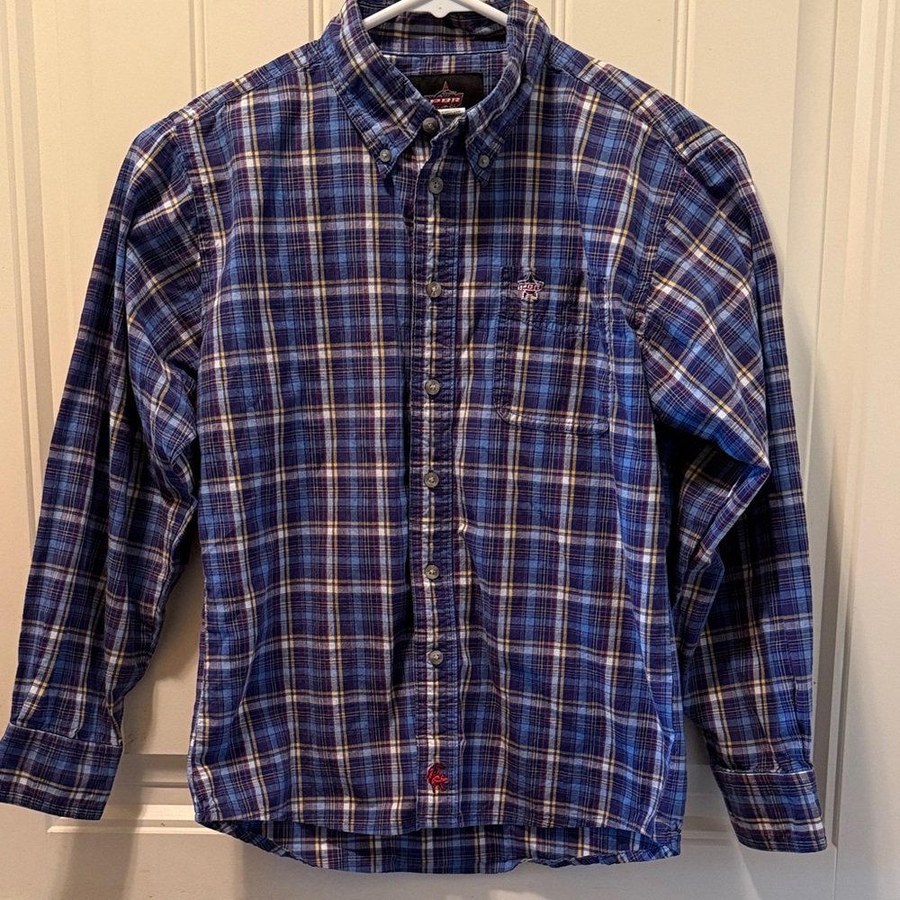 PBR Blue and White Plaid Kids Button Down Shirt